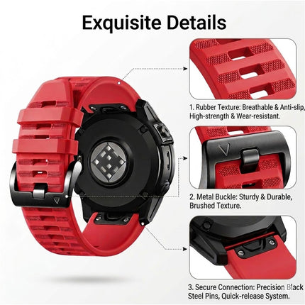 2Pack Replacement Sport Band Strap For Garmin Fenix 5 6 7 Red & Grey