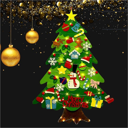 Felt Christmas Tree Set DIY with 32pcs Removable Ornaments Xmas Hand Craft Decor