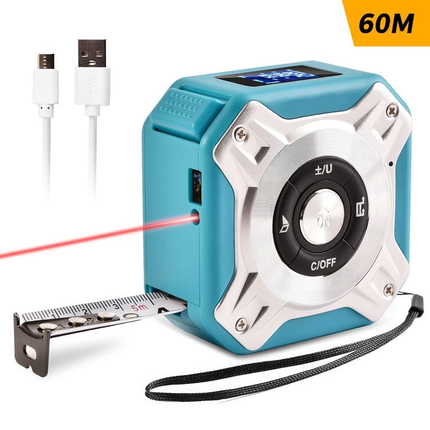 2-in-1 Laser Tape Measure 40m/60m Laser Measurement Tool USB Rechargeable LCD