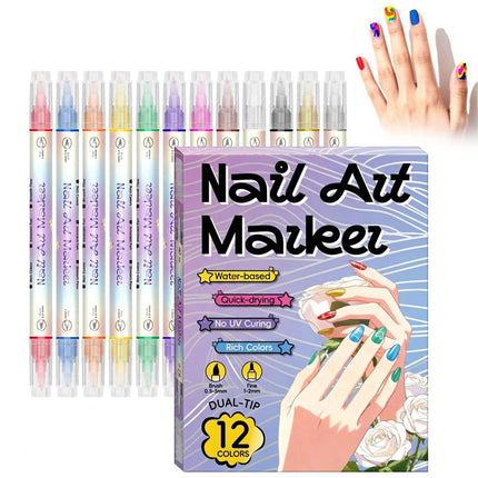 12 Colors Nail Art Pens Set, 2027 New Nail Art Markers Polish Pens for 3D Nail