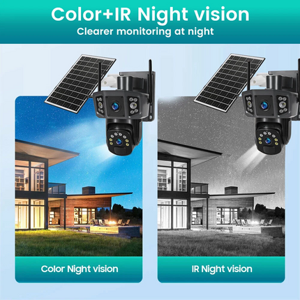 9MP Wireless Dual-Lens Outdoor Solar Security Camera System PTZ IP WIFI CCTV Cam