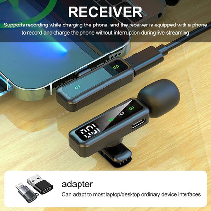 Wireless Lavalier Microphone For Phone Android iPhone Vlog Live Stream Mini Mic