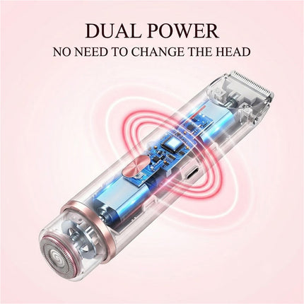 Dual Head Shaver Women, Electric Bikini Trimmer, Wet & Dry Use Hair Removal