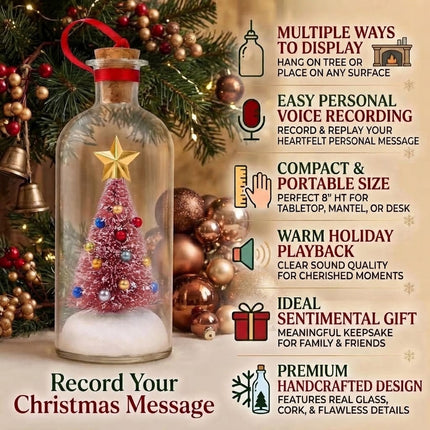 Christmas Tree Message in a Bottle with LED Voice Recording Message Decors  （1PCS Pink）