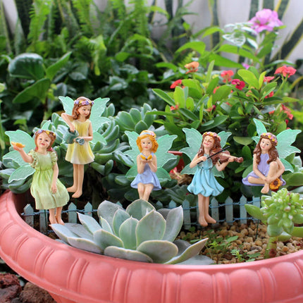 5pcs Miniature Fairy Figurines Ornaments, Outdoor Garden & Home Decor Accessories