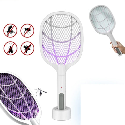 Electric USB Rechargable Racket Fly Swatter Mosquito Insect Killer UV Bug Zapper