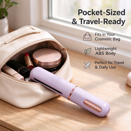 Cordless Rechargeable Portable Hair Straightener Brush Hair Iron AntiScald Quick  (Purple)