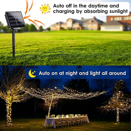 Solar String Fairy Lights Outdoor LED Party Wedding Christmas Decor Splash Resistant 2pack 200LED 22M Warm White