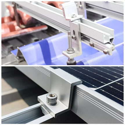 12 x Solar Panel Middle Clamps 35mm Aluminium Solar Panel Mount Mid Clips Silver
