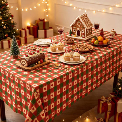 Christmas Rectangle Tablecloth, Dining Home Table Cover for Xmas Party Decor, 140*220CM