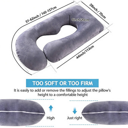 J-Shaped Pregnancy Maternity Pillow Removable Washable Cover 70 x 145cm