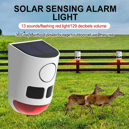 Solar Strobe Alarm Light Motion Sensor Siren 120dB