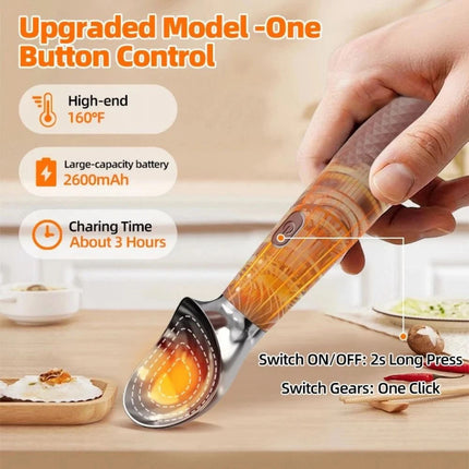 Rechargeable Heated Scoop Electric Preheat Scooper Hard Ice Cream Quick Heating