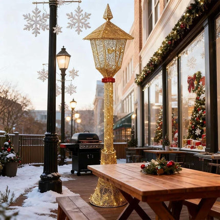 Christmas Lamp Post with LIghts Indoor Outdoor Solar and Plug in Light Garden
