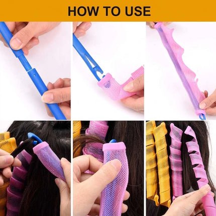40Pcs Magic Hair Curler No Heat Leverage Curlers Formers Spiral Styling Rollers