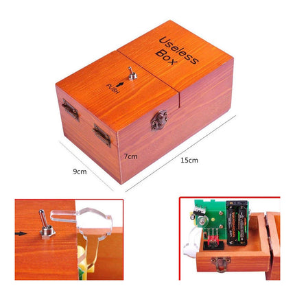 Turns Itself Off Wooden Useless Box Leave Me Alone Machine Funny Gadget Toy Gift