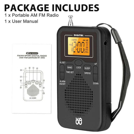Portable Pocket Digital LCD AM FM Radio Battery Powered Receiver Speaker