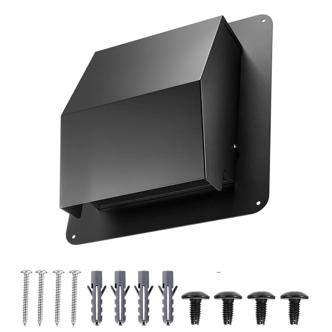 149 mm Wall Vent Cover with Hood, Steel Roof Exhaust, 1 Pack, Black