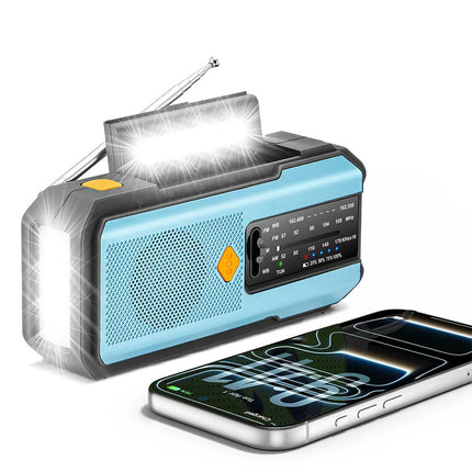 Hand Crank Dynamo Wind Up Solar Portable AM FM Radio USB Charger Light Torch