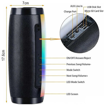RGB Wireless Bluetooth Speaker Portable Bass Music Waterproof AUX/TF/FM/Radio