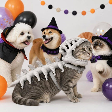 45CM Dinosaur Skeleton Costume for Halloween Pet Dress Up