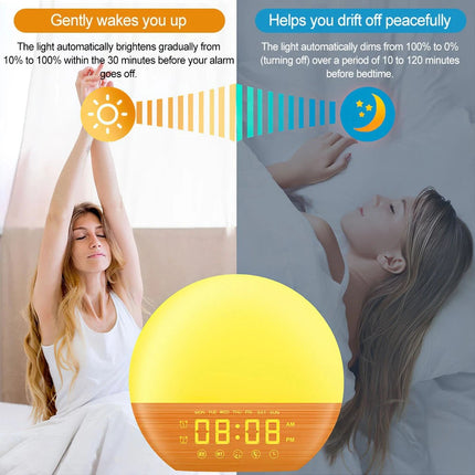 Sunrise Alarm Clock FM Radio White Noise Sleep Aid Night Lamp Bluetooth Speaker
