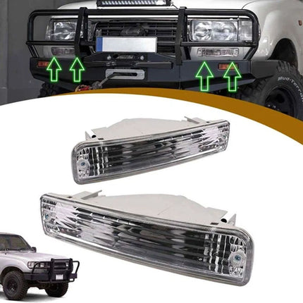 1 Pair Front Turn Indicators Bumper Light For Toyota Land Cruiser HZJ80 Series