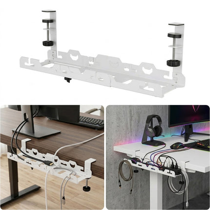 Extendable Adjustable Cable Management Organizer Under Desk Cord Basket Tray