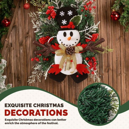Snowman Christmas Wreath Artificial Front Door Garland Xmas Hanging Decoration