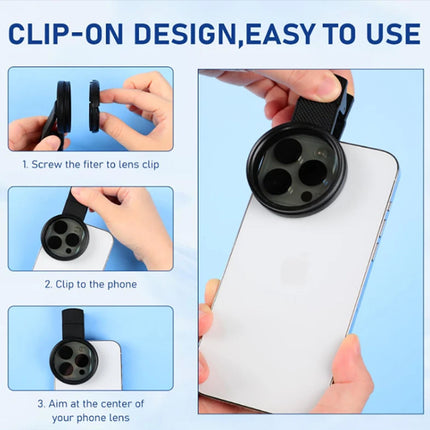 52mm Clip On CPL Filter Phone Circular Polarizing Lens with Storage Case