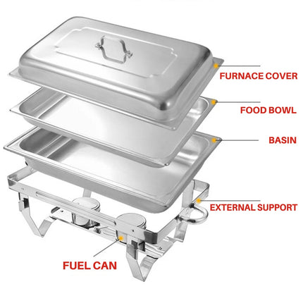 304 Insulated Food Warmer Bain Marie Food Warmer Buffet Chafing Dish Warmer 9L  (3L x 3)