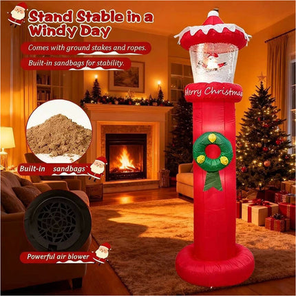 Christmas Inflatables Outdoor Decorations Magical Snow Blowing Door Lighthouse