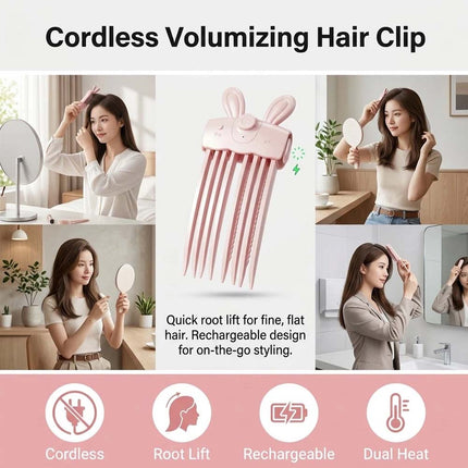 2Pcs Electric Cordless Heated Hair Volume Clip - Root Clips for Curly Hair Volume White+Pink