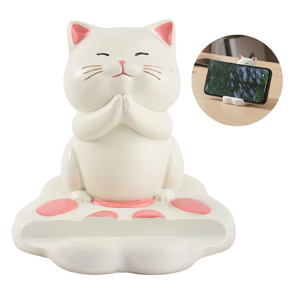 Cat Phone Holder Resin Animal Cell Phone Stand Desk Ornament Home Decor 1 Pack