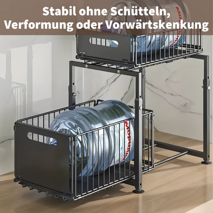 2 Tier Pull Out Cabinet Organizer Rack for Kitchen Under Sink Storage Shelf
