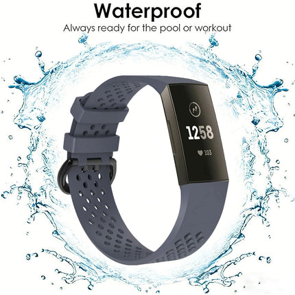 Fitbit Charge 3 4 Watch Soft Silicone Sports Replacement Band Wrist Strap Rock Grey
