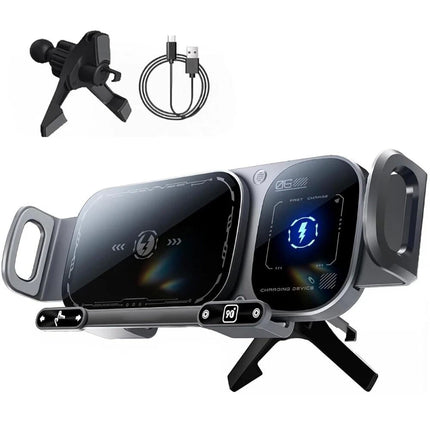 Universal Dual Coil Foldable Phone Holder Car Wireless Charger Car Phone Mount