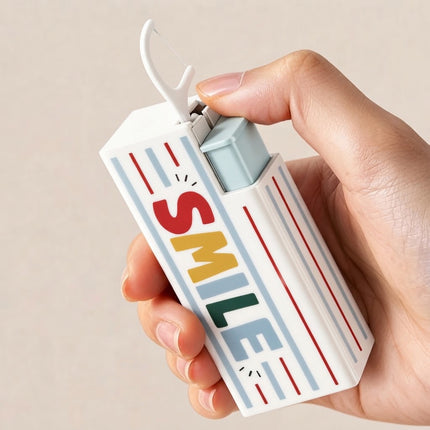 Plastic Dental Floss Pick Dispenser Floss Stick Storage Box Restaurant   White Blue