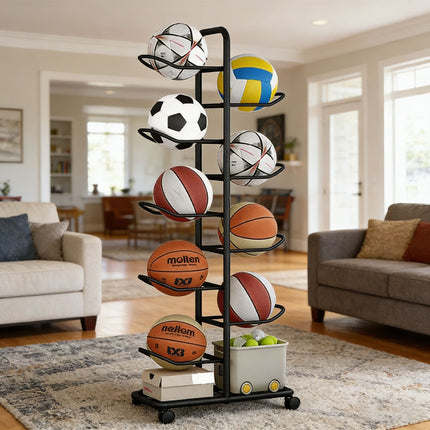 9-Ball Storage Rack Basketball Holder Garage Sports Organizer Ball Display Stand