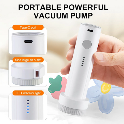 Portable Electric Vacuum Pump Rechargeable Vacuum Bag Suction Pump Travel