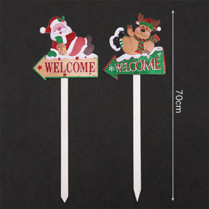 4PCS Christmas Decor Glitter Santa Reindeer Yard Garden Signs Stakes Lawn Ornaments