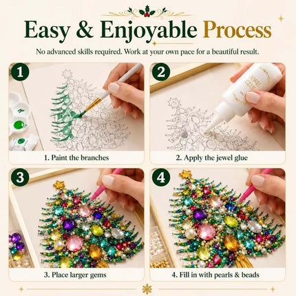 1 Set DIY Christmas Tree Art Kit Gem Art Jeweled Holiday Craft Kit Decoration