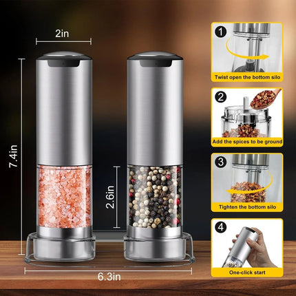 2PCS Electric Salt And Pepper Grinder Set, Rechargeable Salt And Pepper Mill New