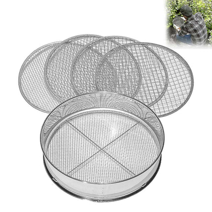 Stainless Steel Garden Potting Bonsai Compost Soil Sieve Set with 5 Mesh Sizes