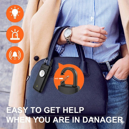 Personal Security Alarm Loud Keychain 130dB USB Emergency Security Protect Alert Black