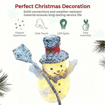 65cm Solar Powered Christmas Decoration Lights Snowman Metal Frame LED Light