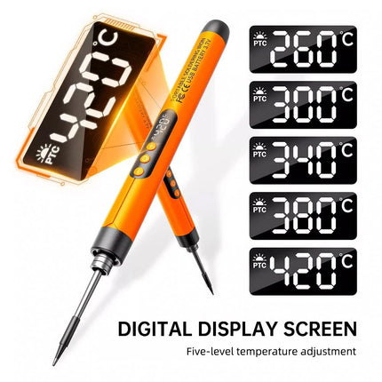 Cordless Soldering Iron Kit Usb Rechargeable Digital Display 5-speed Temperature