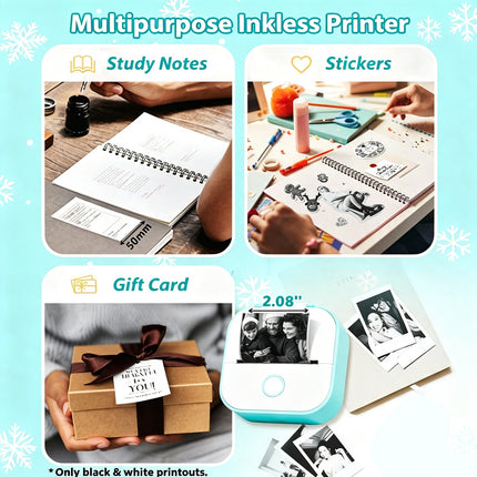 T02 Mini Pocket Bluetooth Thermal Printer Wireless Photo Inkless Sticker Green