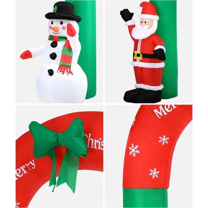 2.4M Christmas Inflatable Archway Xmas LED Lights Outdoor Decoration
