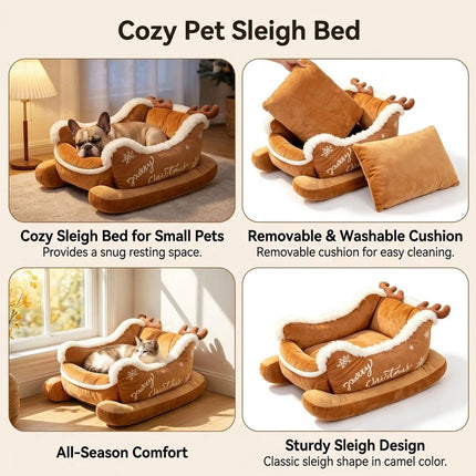 Dog Sleigh Bed, Santa Reindeer  Dog Bed,Christmas Sleigh-Shaped Dogs Beds AU